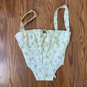 Floral Yellow Bustier Top